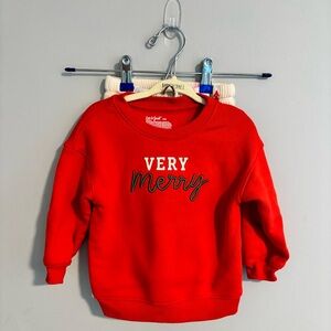 Cat and Jack Very Merry Toddle Girl Christmas Sweat Set